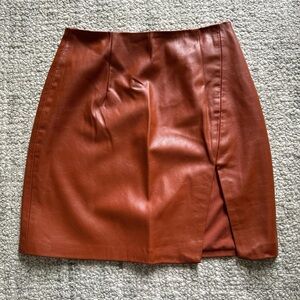 Brown Faux Leather Skirt